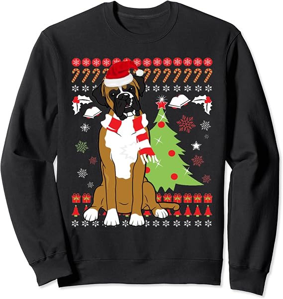 Boxer Dog Ugly Christmas Sweatshirt Boxer Dog Christmas